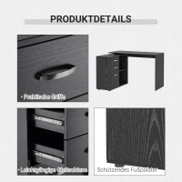 HOMCOM biurko narożne biurko komputerowe biurko biurko narożne regał w kształcie litery L 117 x 83,5 x 76 cm, kształt I 162 x 50 x 76 cm, czarne, MDF + metal(m-6)