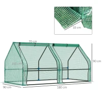 Outsunny Invernadero de Jardín Terraza 180x90x90 cm Vivero para Huerto Plantas con Puertas Tubo de Acero PE Color Verde(m-3)