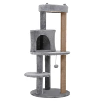 PawHut ansamblu pentru 1-2 pisici, 3 nivele, 48x48x104cm gri(m-4)