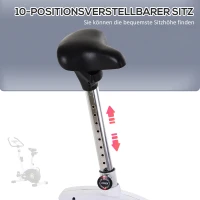 HOMCOM Heimtrainer, Fahrradtrainer, Trimmrad mit 8 stufig einstellbarem Magnetwiderstand, 4 kg Schwungrad, Stahl, Weiß, 50 x 101 x 120 cm(m-5)