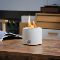 HOMCOM Tabletop Fire Pit, Indoor Fire Pit 12.5cm Table Top Fire Pit Bowl, Alcohol Fueled Concrete Firepit, Cylindrical Mini Fire Pit Balcony Decor for Soul Relaxing, Tabletop Portable Fire Bowls, Grey(m-10)