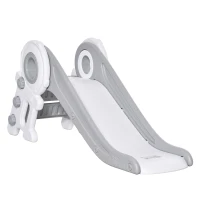 HOMCOM babyglijbaan kinderglijbaan indoor glijbaan opvouwbare speelgoedglijbaan cartoon astronaut vorm voor 1-3 jaar kinderen veilig verlengd driehoekige structuur PE grijs 133x52x58 cm(m-1)