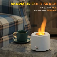 HOMCOM Tabletop Fire Pit, Indoor Fire Pit 12.5cm Table Top Fire Pit Bowl, Alcohol Fueled Concrete Firepit, Cylindrical Mini Fire Pit Balcony Decor for Soul Relaxing, Tabletop Portable Fire Bowls, Grey(m-7)