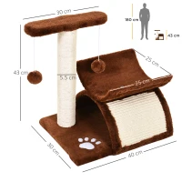 PawHut ansamblu pentru pisici, 40x30x43cm, maro(m-3)