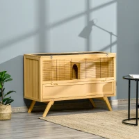 PawHut kleindierhok voor 2 dwergkonijnen sparrenhout 120 x 50 x 82 cm(m-2)