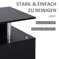 HOMCOM Beistelltisch Couchtisch Wohnzimmertisch Sofatisch Quadrater Kaffeetisch Nachttish mit Stauraum S-Form 3 Fach Spanplatte Stahl Schwarz 48 x 48 x 48 cm(m-6)