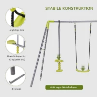 HOMCOM Kinderschommel dubbele schommel tuinschommel schommelset met metalen frame wip(m-5)