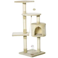 PawHut ansamblu de joaca pentru pisici, 75x40x112 cm, bej(m-1)