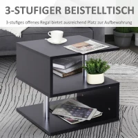 HOMCOM Beistelltisch Couchtisch Wohnzimmertisch Sofatisch Quadrater Kaffeetisch Nachttish mit Stauraum S-Form 3 Fach Spanplatte Stahl Schwarz 48 x 48 x 48 cm(m-5)