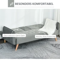 HOMCOM 2-1 Design Schlafsofa Klappsofa 3-Sitzer Stoffsofa Chaiselongue Bettsofa Sofagarnitur Verstellbarer Winkel Hellgrau 183 x 87 x 75 cm(m-6)