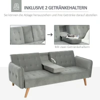 HOMCOM 2-1 Design Schlafsofa Klappsofa 3-Sitzer Stoffsofa Chaiselongue Bettsofa Sofagarnitur Verstellbarer Winkel Hellgrau 183 x 87 x 75 cm(m-5)