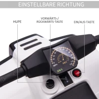 HOMCOM elektryczny quad dla dzieci ATV jeździk dla dzieci od 18 do 36 miesięcy elektryczny motocykl z 2 reflektorami elektryczny quad w kształcie standardowego pojazdu plażowego PP stal czarny + biały 65 x 40 x 43 cm(m-7)