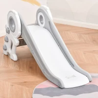 HOMCOM babyglijbaan kinderglijbaan indoor glijbaan opvouwbare speelgoedglijbaan cartoon astronaut vorm voor 1-3 jaar kinderen veilig verlengd driehoekige structuur PE grijs 133x52x58 cm(m-10)