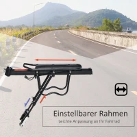 HOMCOM Fietsendrager, fietstas, snelspanner, bagagetas, aluminium, zwart, 49 x 12 x 14 cm(m-4)