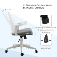 Vinsetto Bürostuhl Gaming Stuhl Drehstuhl Wippfunktion mit Rückenlehne Polsterung ergonomisches Design höhenverstellbar Nylon PU-Kunststoff Grau 62 x 55 x 84,5-91,5 cm(m-6)