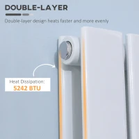 HOMCOM 460 x 1600 mm Double Panel Vertical Designer Radiator, Water-filled Heater for Home, Space Heater, Quick Warm up, Living room, Study, Apartments, White(m-5)