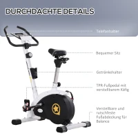 HOMCOM Heimtrainer, Fahrradtrainer, Trimmrad mit 8 stufig einstellbarem Magnetwiderstand, 4 kg Schwungrad, Stahl, Weiß, 50 x 101 x 120 cm(m-4)