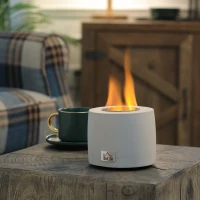 HOMCOM Tabletop Fire Pit, Indoor Fire Pit 12.5cm Table Top Fire Pit Bowl, Alcohol Fueled Concrete Firepit, Cylindrical Mini Fire Pit Balcony Decor for Soul Relaxing, Tabletop Portable Fire Bowls, Grey(m-2)