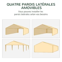 Outsunny Tonnelle barnum style colonial dim. 6L x 3l x 2,5H m 6 moustiquaires blanc et noir(m-4)