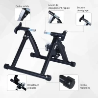 HOMCOM Home Trainer vélo Support d'entrainement Pliable pour vélo de Route VTT Acier Noir(m-6)