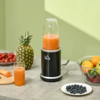 HOMCOM Blender compact 2 en 1 - 1000 W avec 2 bols amovibles 700ml et 350ml et couvercles(m-10)