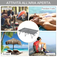 Outsunny Letto Matrimoniale da Campeggio, Brandina da Campeggio 2 Posti Pieghevole e Portatile Grigia 194x127x46cm(m-6)