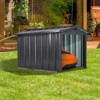 Outsunny Abri de Jardin pour Tondeuse à Gazon Robot-Tondeuse - Garage Tondeuse Robot - tôle Acier Noir(m-9)