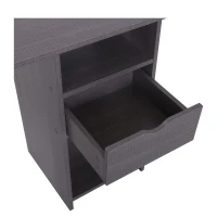 HOMCOM Bureau d'angle pour ordinateur table informatique 140L x 120l x 75H cm 3 niches 1 tiroir panneaux particules gris(m-8)