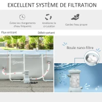 Outsunny Piscine tubulaire hors sol rectangulaire avec filtre dim. 440L x 240l x 122H cm, gris clair(m-4)
