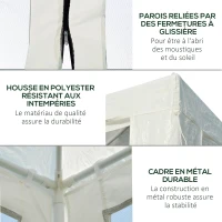 Outsunny Tonnelle barnum style colonial dim. 6L x 3l x 2,5H m 6 moustiquaires blanc et noir(m-7)