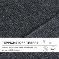 PawHut Haustiertreppe 2-in1 Hunderampe Katzentreppe 3 Stufen Hundetreppe Faltbar Tiertreppe für Katzen und Hunde Kiefernholz Natur+Schwarz 60 x 47 x 50 cm(m-6)