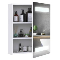 HOMCOM LED-spiegelkast badkamerspiegel lichtspiegel badkamerkast badkamerspiegel wand 15 W(m-9)