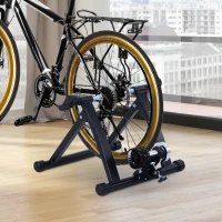 HOMCOM Home Trainer vélo Support d'entrainement Pliable pour vélo de Route VTT Acier Noir(m-10)