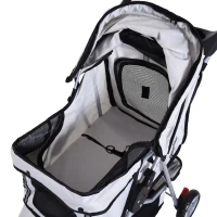 PawHut Carrinho de Passeio para Animais de Estimação Dobrável com Cesta de Armazenamento e Travão 75x45x97cm Cinza(m-10)