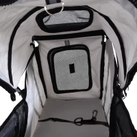 PawHut Carrinho de Passeio para Animais de Estimação Dobrável com Cesta de Armazenamento e Travão 75x45x97cm Cinza(m-12)