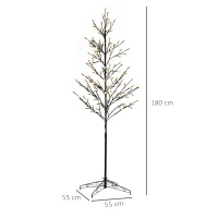 HOMCOM 6ft Artificial Cherry Tree Light with Plug In 180 Warm White Pre-Lit LED light for Indoor and Covered Outdoor Use(m-3)