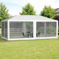Outsunny Tonnelle barnum style colonial dim. 6L x 3l x 2,5H m 6 moustiquaires blanc et noir(m-2)
