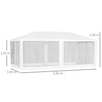 Outsunny Tonnelle barnum style colonial dim. 6L x 3l x 2,5H m 6 moustiquaires blanc et noir(m-3)