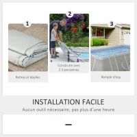 Outsunny Piscine tubulaire hors sol rectangulaire avec filtre dim. 440L x 240l x 122H cm, gris clair(m-5)