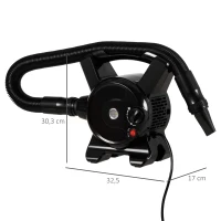 PawHut Séchoir pour animaux pulseur toilettage portable température réglable avec poignée 3 embouts - 2400W - noir(m-3)