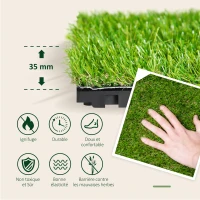 HOMCOM Gazon synthétique Artificiel Set de 10 Dalles Carreaux 30 x 30 cm épaisseur Confort 3,5 cm à emboîter Vert(m-4)
