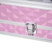HOMCOM Mallette à maquillage - coffre à cosmétiques - rangement produits de beauté - dim. 30L x 18l x 22H cm - poignée serrure alu. acrylique rose(m-7)