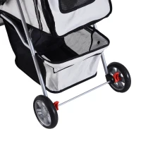PawHut Carrinho de Passeio para Animais de Estimação Dobrável com Cesta de Armazenamento e Travão 75x45x97cm Cinza(m-11)