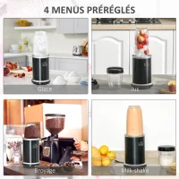 HOMCOM Blender compact 2 en 1 - 1000 W avec 2 bols amovibles 700ml et 350ml et couvercles(m-8)
