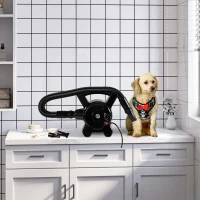 PawHut Séchoir pour animaux pulseur toilettage portable température réglable avec poignée 3 embouts - 2400W - noir(m-10)