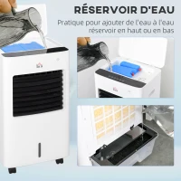 HOMCOM Rafraîchisseur d'air/ventilateur/humidificateur/purificateur 4 en 1 télécommande - réservoir 8,5L avec 4 blocs réfrigérants(m-7)