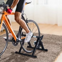 HOMCOM Home Trainer vélo Support d'entrainement Pliable pour vélo de Route VTT Acier Noir(m-2)