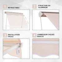Outsunny Store banne Manuel Inclinaison réglable Aluminium Polyester imperméabilisé 70L x 120l cm Beige(m-7)