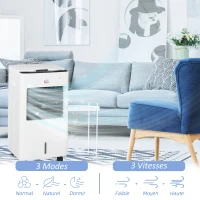 HOMCOM Rafraîchisseur d'air/ventilateur/humidificateur/purificateur 4 en 1 télécommande - réservoir 8,5L avec 4 blocs réfrigérants(m-6)