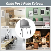 HOMCOM Conjunto de 2 Cadeiras de Sala de Jantar com Asento e Encosto Acolchoados Estofadas em Veludo 49x50x77 cm Cinza(m-5)